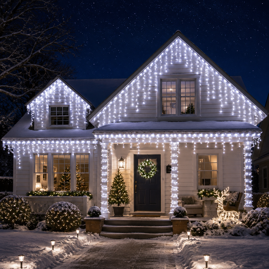 Commercial Cool White LED Icicle Lights For Roofline Decoration