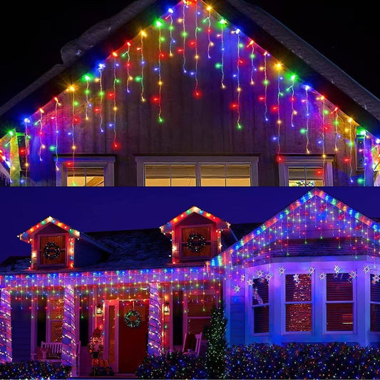 Commercial Multi Color LED Icicle Lights For Holiday Roofline Decoration