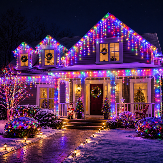 Commercial Multi Color LED Icicle Lights For Holiday Roofline Decoration